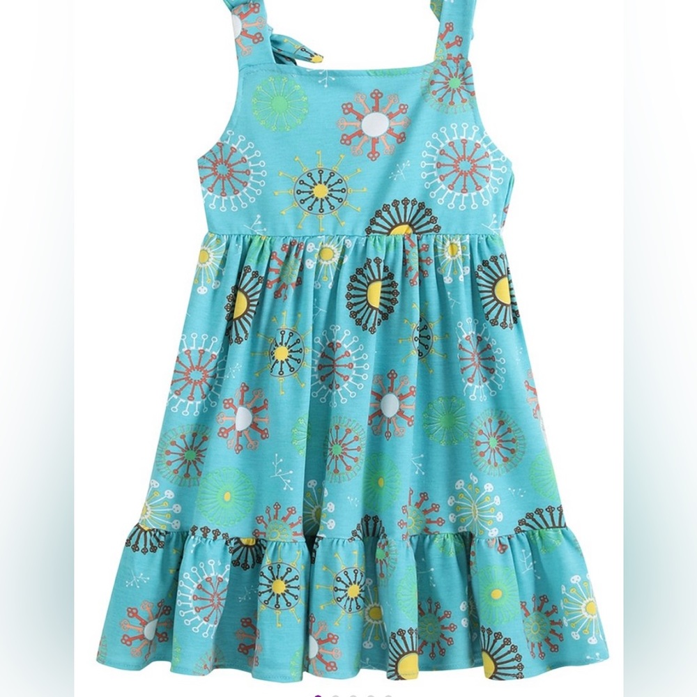 Turquoise Floral Ruffle Dress (Summertime)